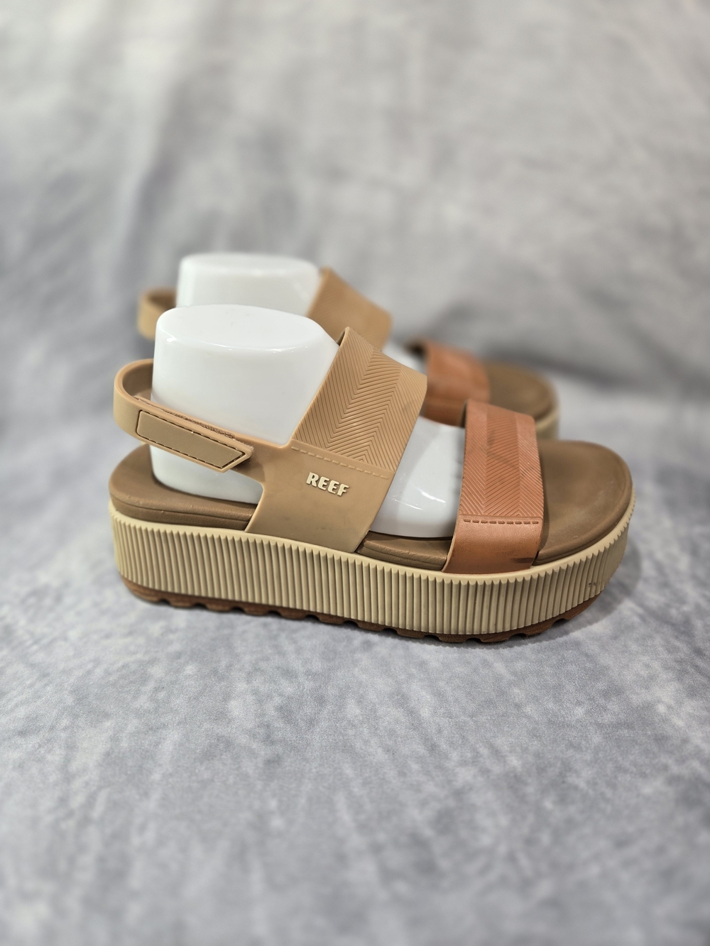 Reef Women's Two-strap Tan and Peach Platform Sandals